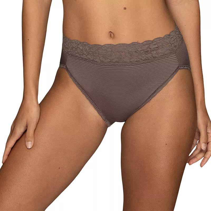 Womens Vanity Fair Flattering Lace Hi-Cut Panty 13280 Poised Brown Stripe Product Image