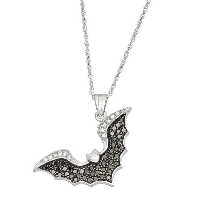 Jewelexcess Sterling Silver 1 Carat T.W. Black & White Diamond Bat Pendant Necklace, Womens Product Image