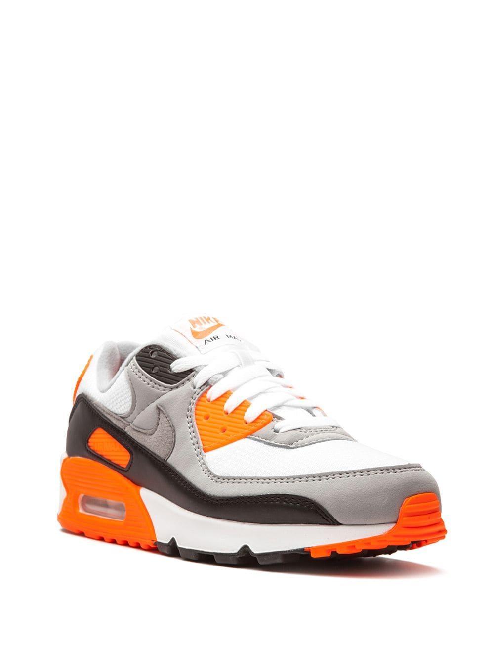 NIKE Air Max 90 "total Orange" Sneakers In White,light Smoke Grey,black,particle Grey Product Image