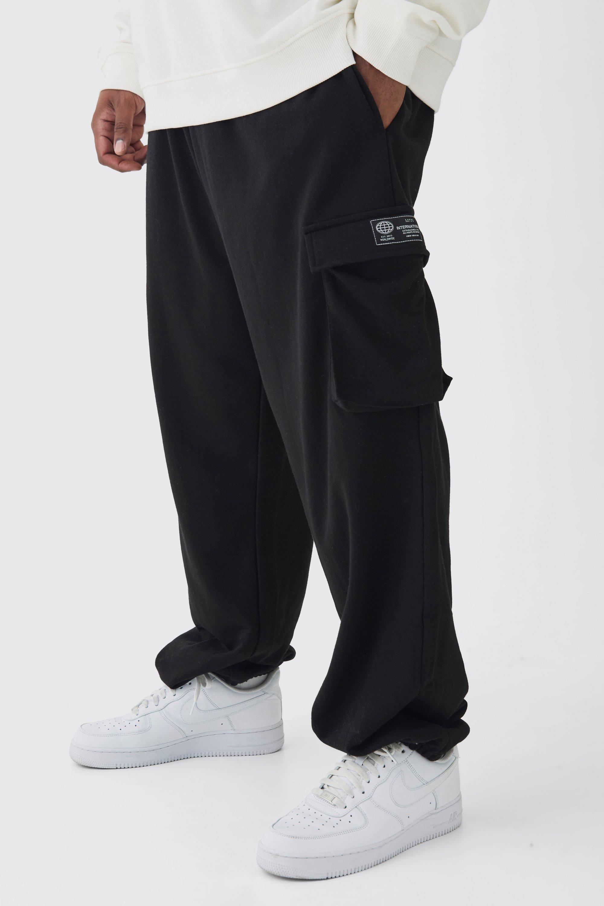 Plus Woven Tab Oversized Fit Cargo Joggers | boohooMAN USA Product Image