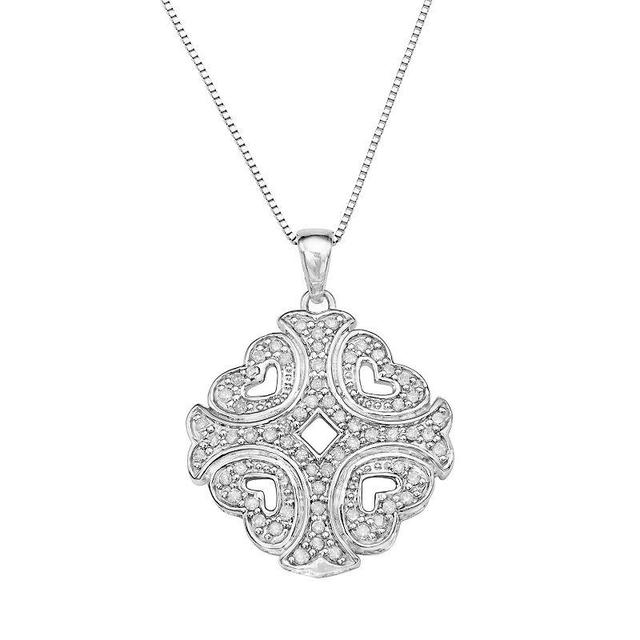 Sterling Silver 1/3 Carat T.W. Diamond Pendant, Womens White Product Image