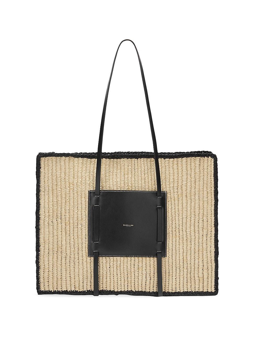 Womens Capri Raffia & Leather Tote Bag Product Image