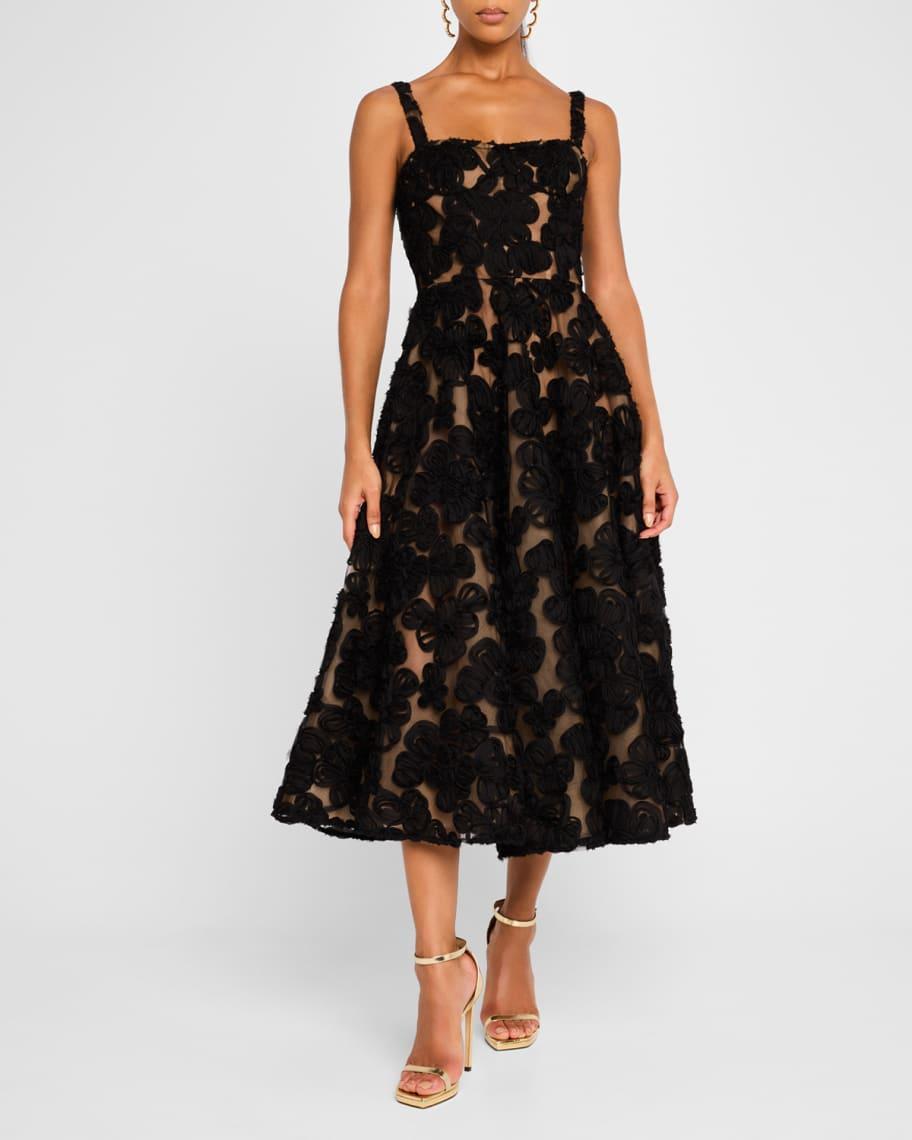 Sabrina A-Line Floral Applique Midi Dress Product Image