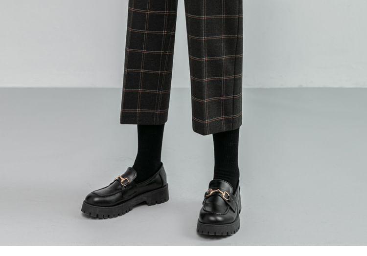 High Rise Plaid Cropped Straight Leg Pants Product Image