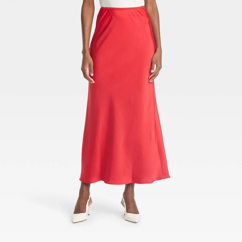 Womens Maxi Slip Skirt - A New Day Red L Product Image