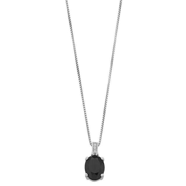 Gemminded Sterling Silver Onyx & Diamond Accent Oval Pendant, Womens Black Product Image