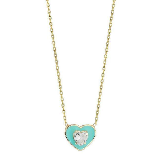 Sunkissed Sterling Cubic Zirconia Heart Pendant Necklace, Womens Gold Tone Pink Product Image