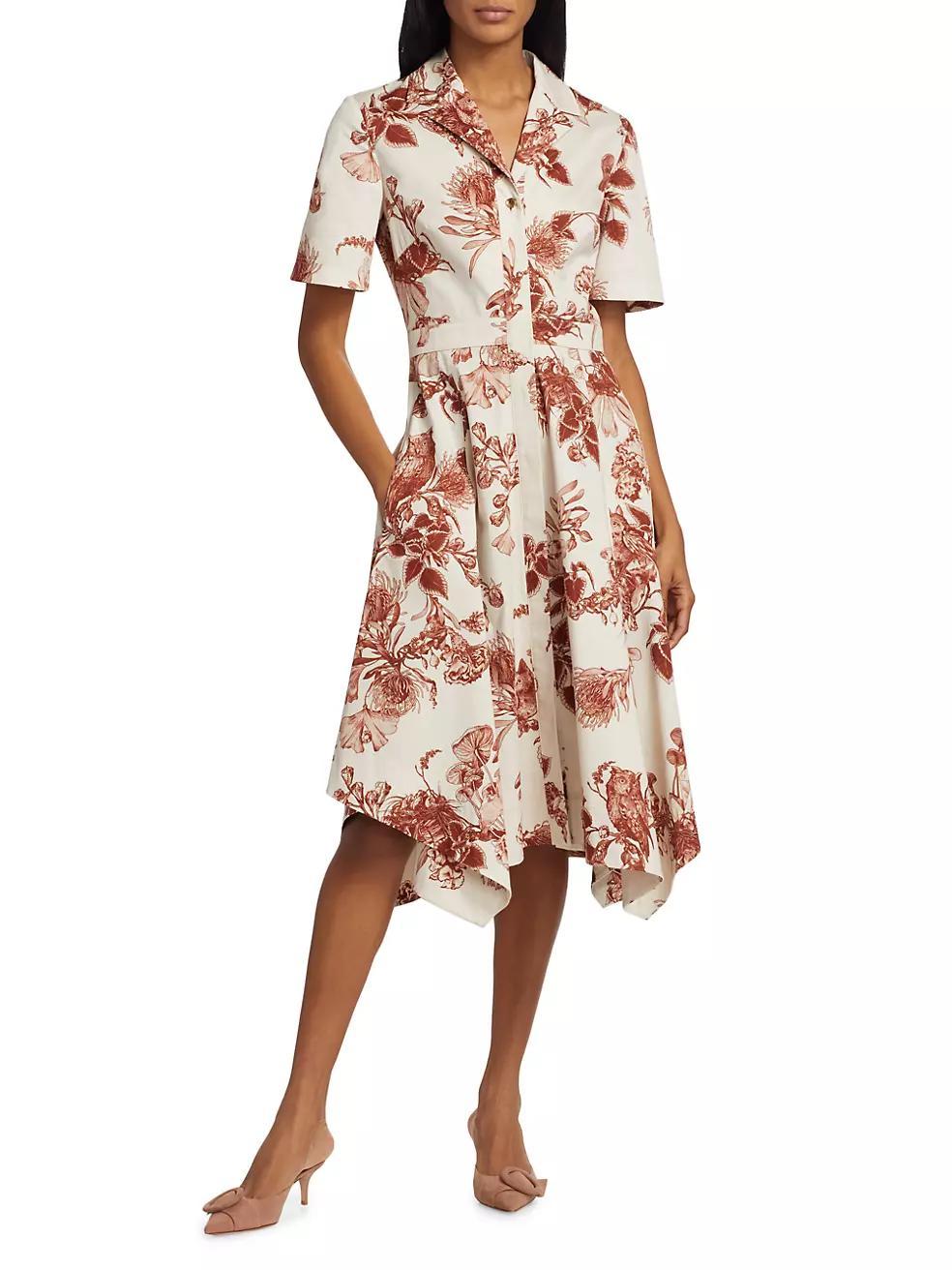 Forest Floral Cotton Handkerchief Midi-Dress Product Image