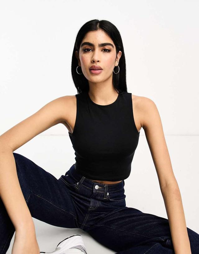 ASOS DESIGN high neck super crop tank in black Product Image