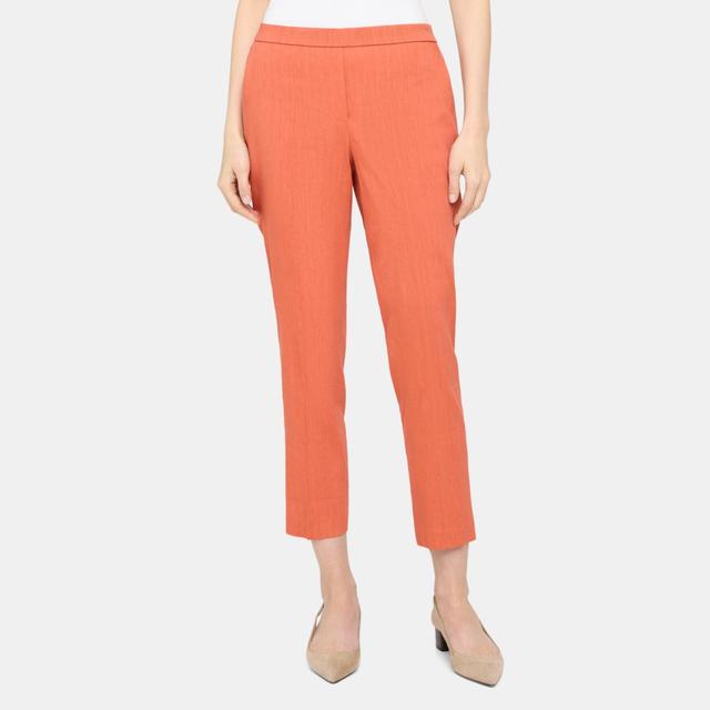 Linen-Blend Slim Cropped Pull-On Pant | Theory Outlet Product Image