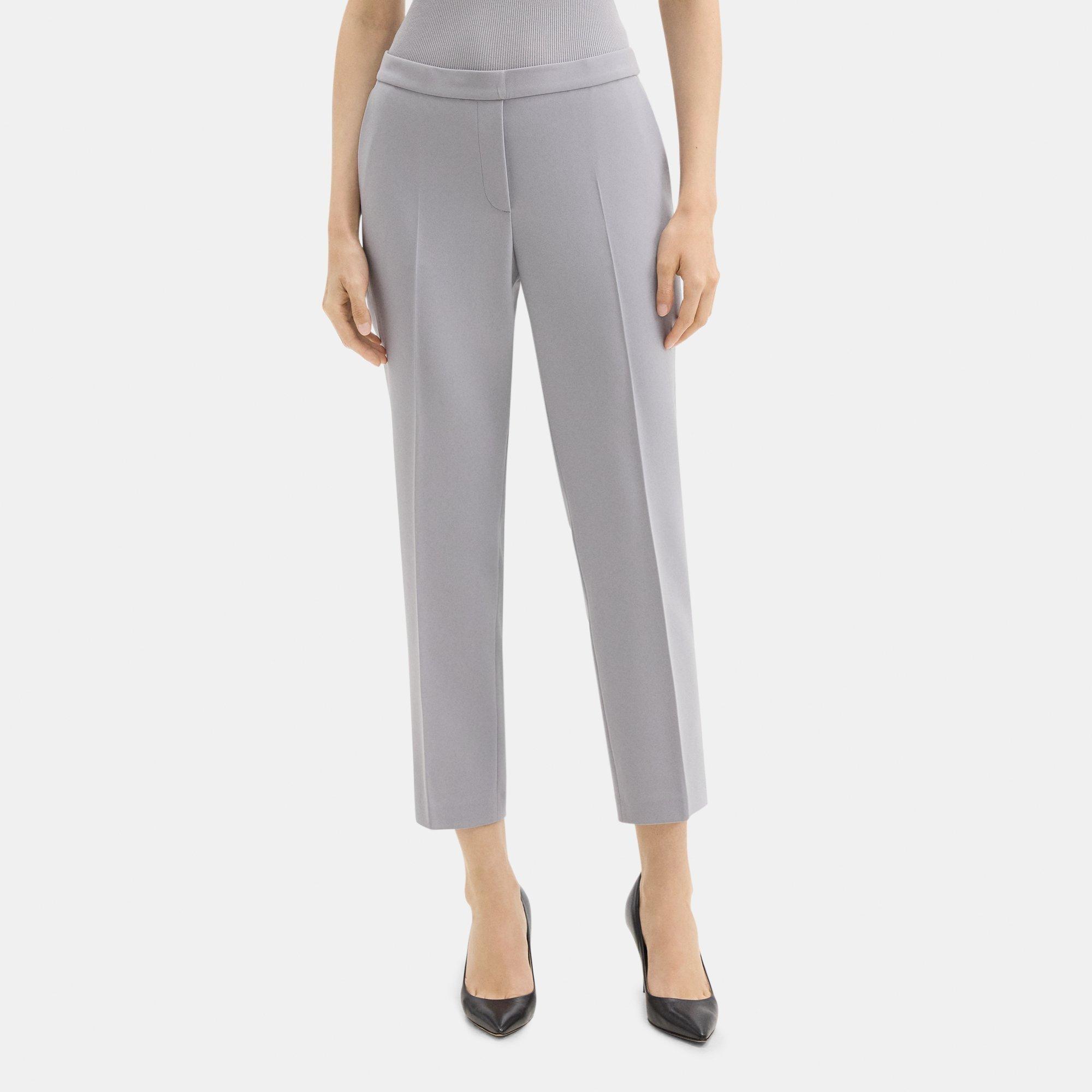 Crepe Cropped Slim Pull-On Pant | Theory Outlet Product Image