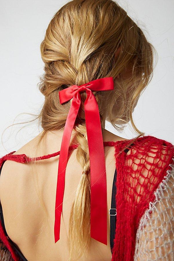 Satin Hair Bow Barrette 2-Piece Set Womens at Urban Outfitters Product Image