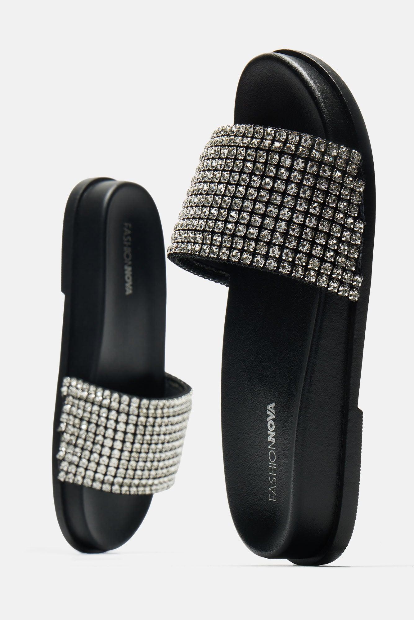 Salem Embellished Slides - Black Product Image