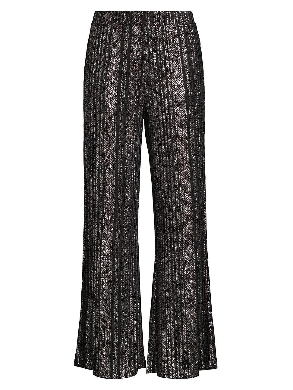 Womens Jenna Metallic Pliss Wide-Leg Pants Product Image