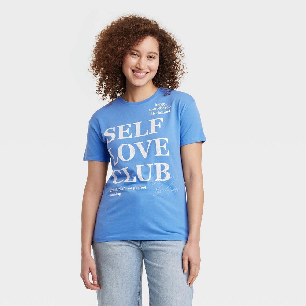 Womens Self Love Club Short Sleeve Graphic T-Shirt - Blue Product Image