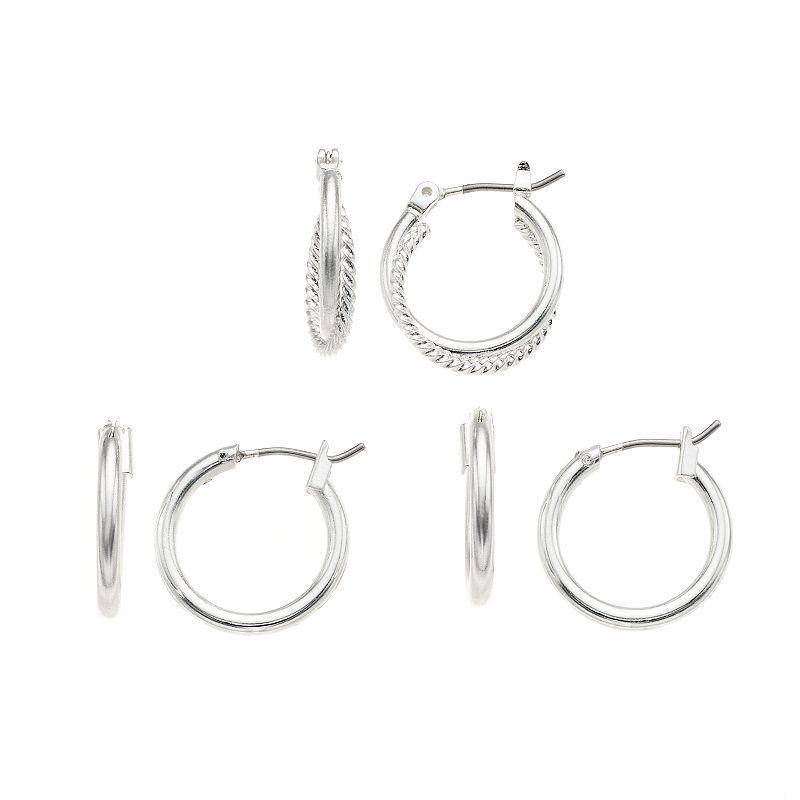 Sonoma Goods For Life Nickel Free Hoop Earring Set, Womens, Silver Tone Product Image