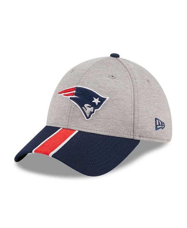 Mens New Era Heather Gray New England Patriots Striped 39THIRTY Flex Hat - Heather Gray Product Image