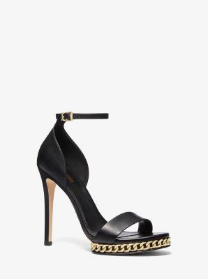 Jordyn Embellished Metallic Snake Embossed Leather Platform Sandal Product Image