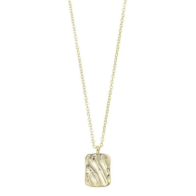 14k Gold Over Silver Square Pendant Necklace, Womens Gold Tone Product Image