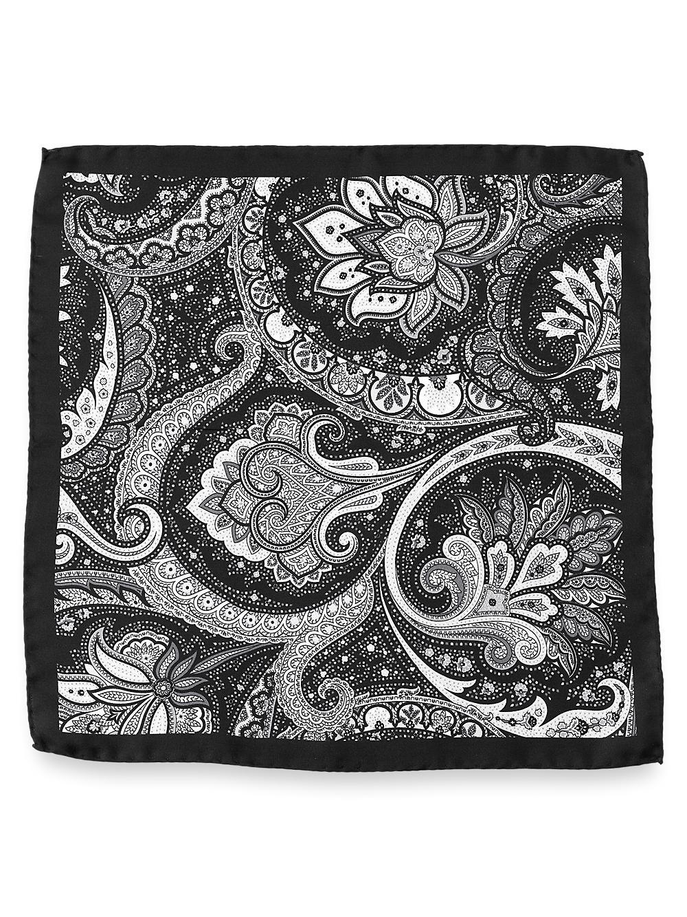 Paisley Silk Pocket Square - Black Product Image