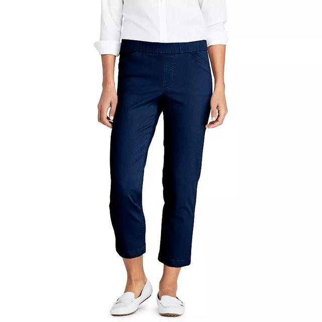 Womens Lands End Pull-On Chino Crop Pants Deep Blue Product Image