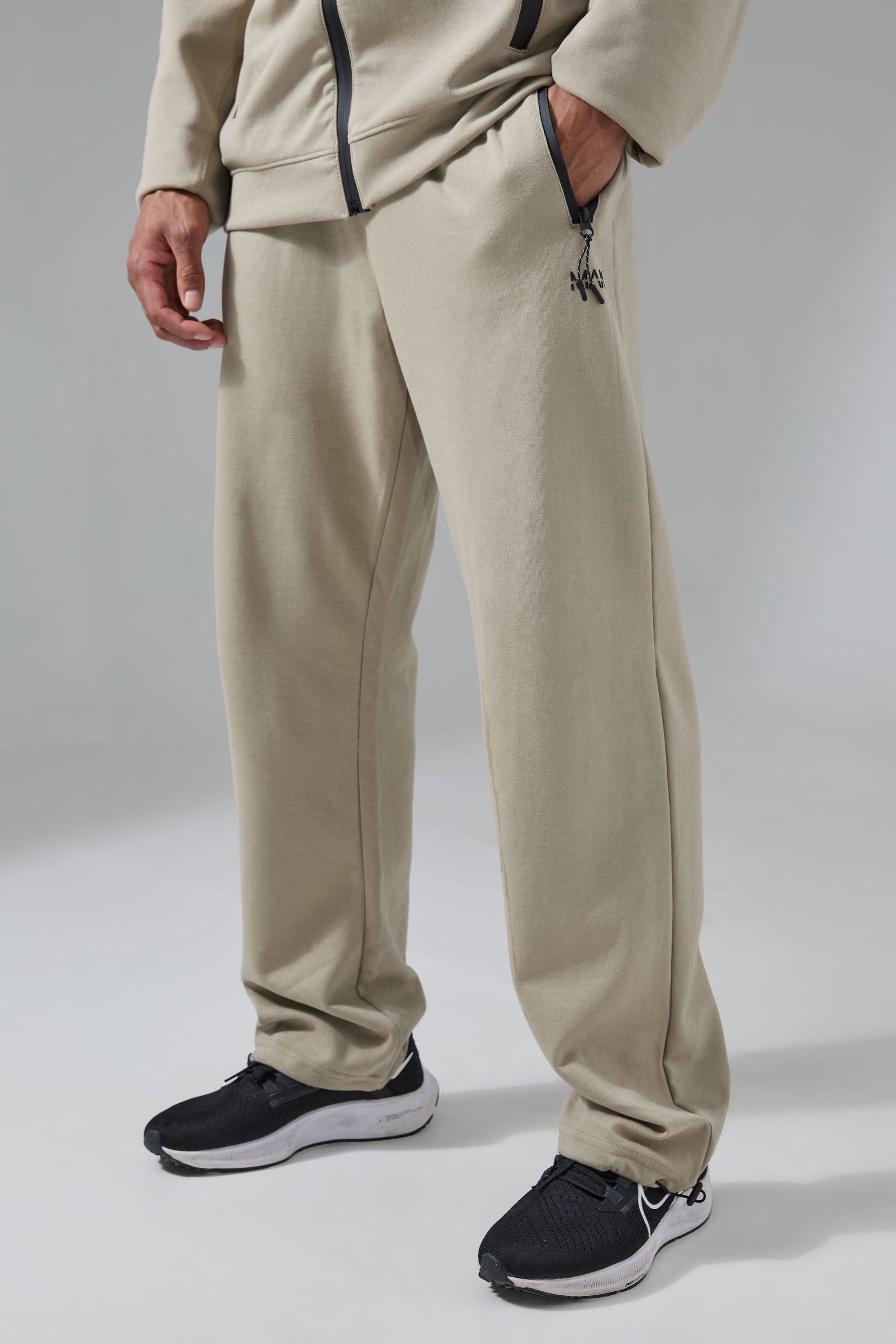 Man Active Fleece Zip Hem Jogger | boohooMAN USA Product Image