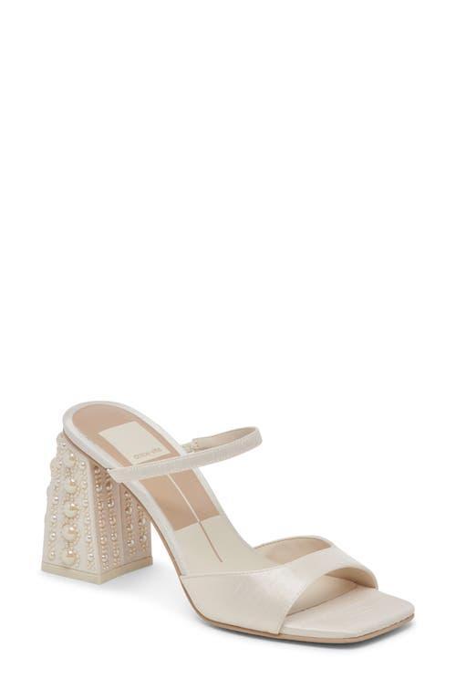 Jemmy Imitation Pearl Slide Sandal In White Product Image