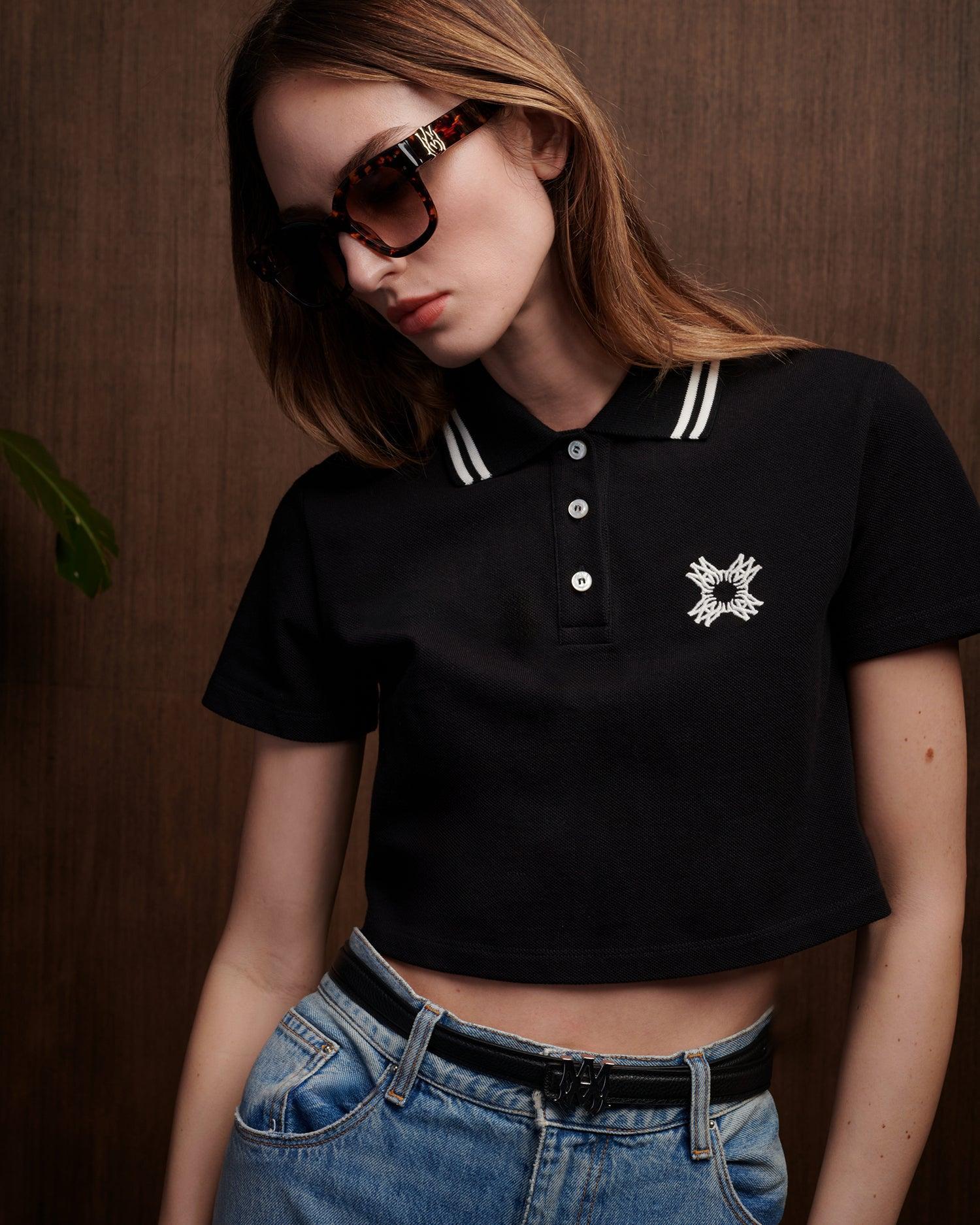 WOMEN - WOMEN'S MA QUAD CROPPED POLO - Black Female Product Image