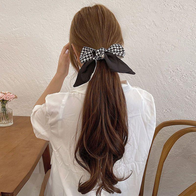 Lettering Houndstooth Narrow Scarf Hair Tie product image