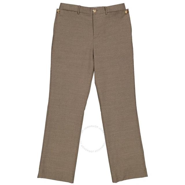 Beige Wool Pocket Detail Tailored Trousers Product Image