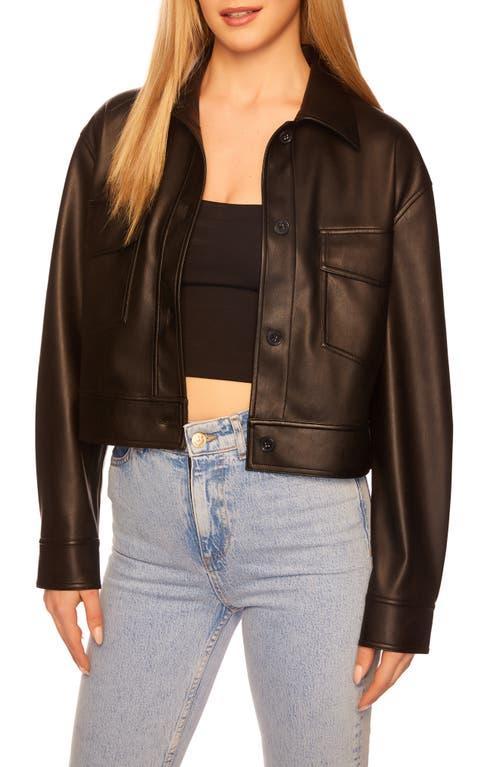 Susana Monaco Faux Leather Crop Cargo Jacket Product Image