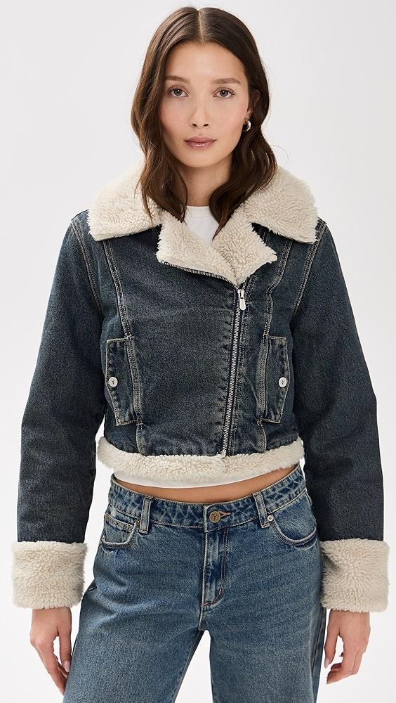 ABRAND Sherpa Quinn Nightlife Denim Jacket | Shopbop Product Image