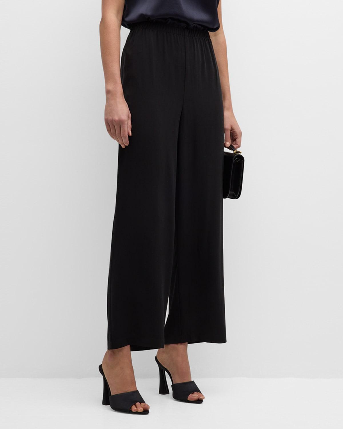 Cropped Straight-Leg Silk Pants Product Image