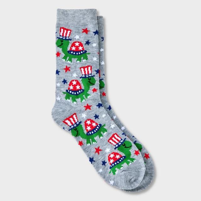 Womens Patriotic Turtles Crew Socks - Heather 4-10 Product Image