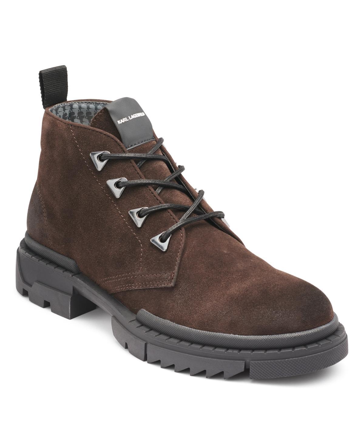 Karl Lagerfeld Paris Mens Lug Sole Suede Chukka Boots - Grey Product Image