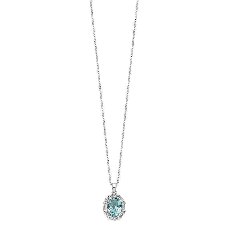 Sophie Miller Sterling Silver Blue Cubic Zirconia Necklace, Womens Product Image