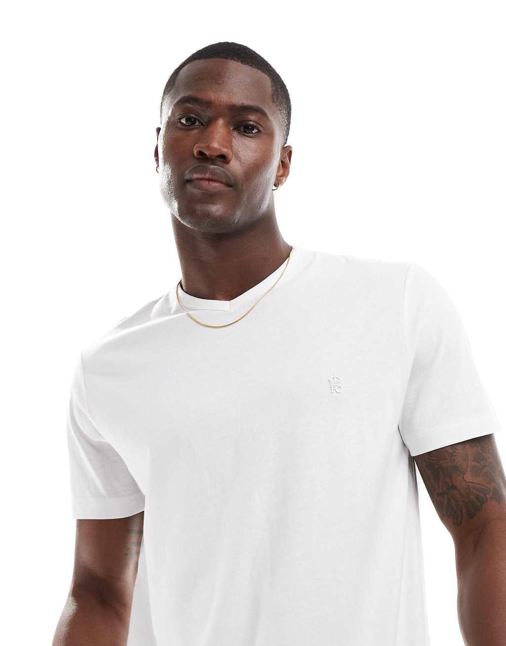 French Connection v-neck t-shirt in white Product Image