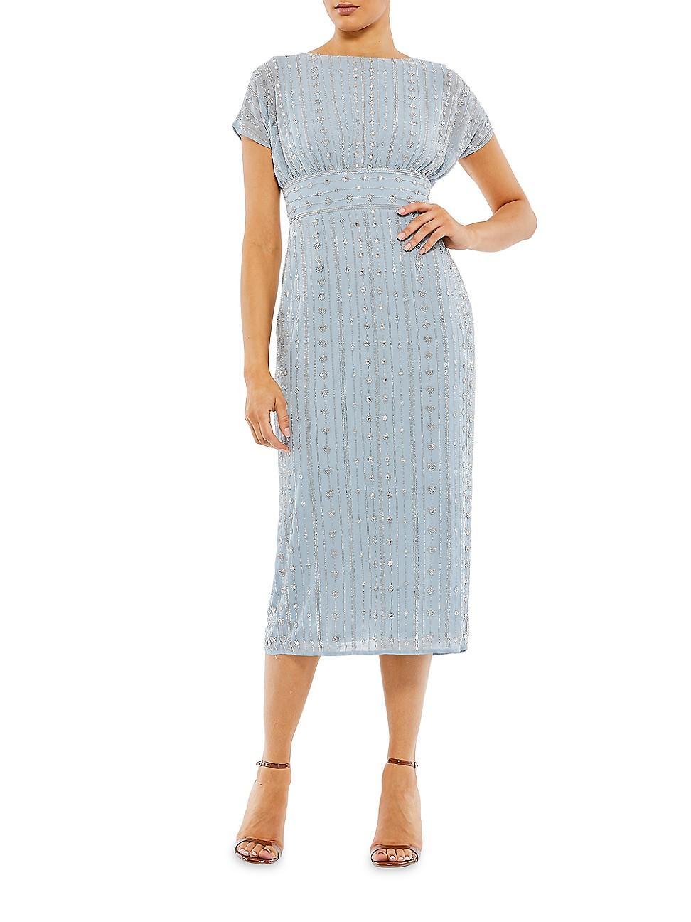 Womens Beaded Mesh Column Midi-Dress Product Image