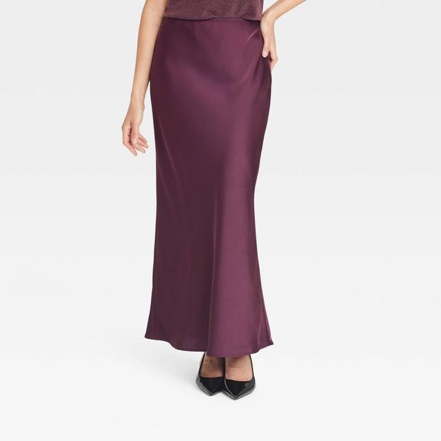 Womens Maxi Slip Skirt - A New Day Burgundy L Product Image