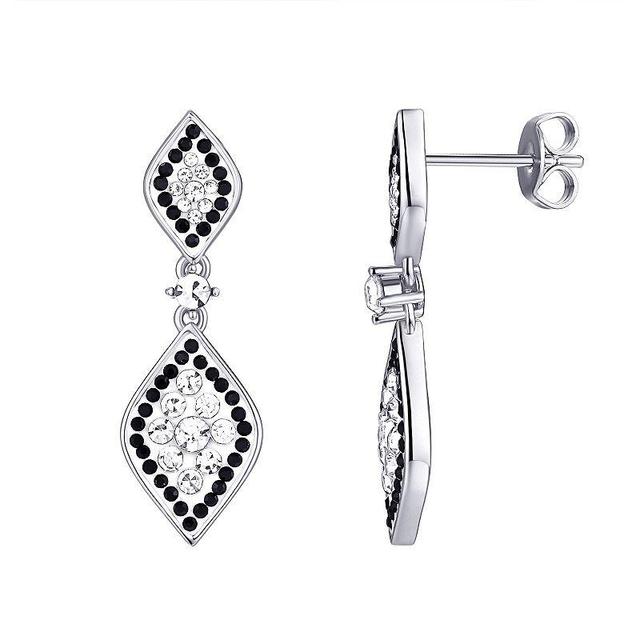 Chrystina Silver Plated Black & White Drop Crystal Earrings, Womens, Silver Tone Product Image