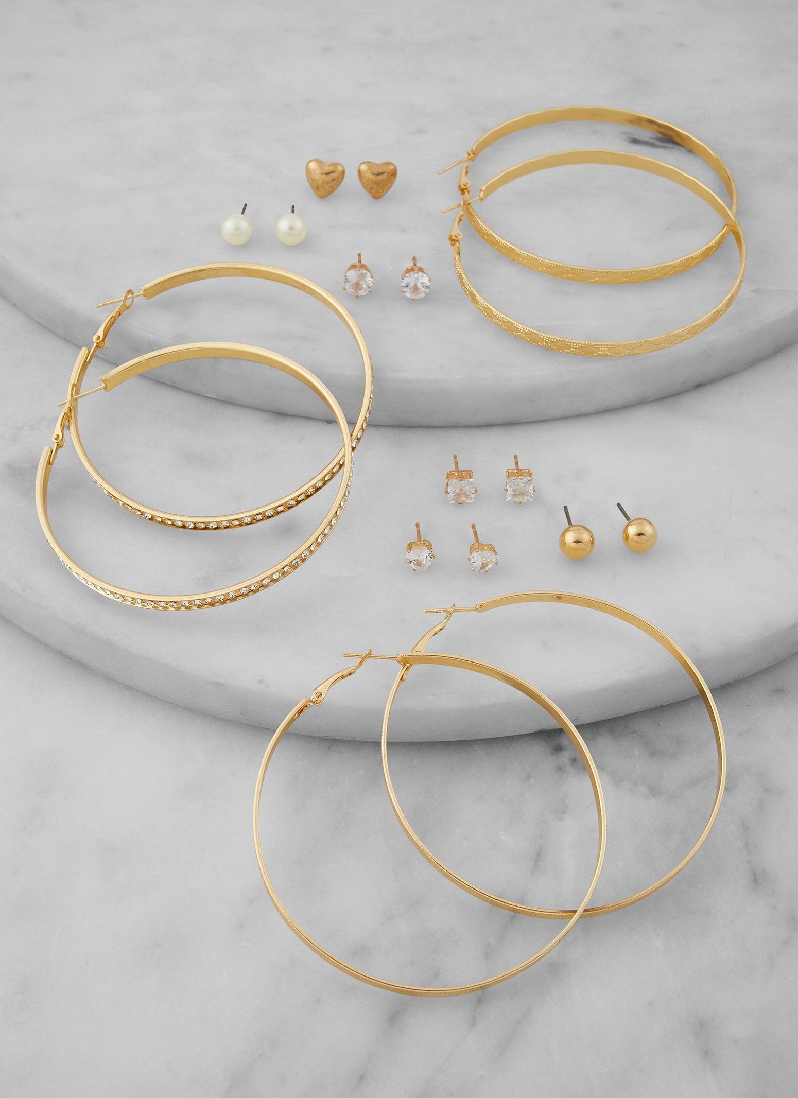 Assorted Stud and Hoop Earring Set of 6 Female Product Image