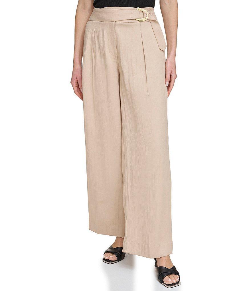 DKNY by Donna Karan Drapey Organza Flat Front Wide Leg Pants Product Image