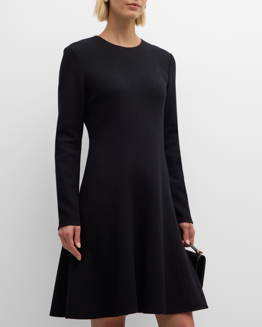 Seamed Wool Crepe Flounce Mini Dress Product Image