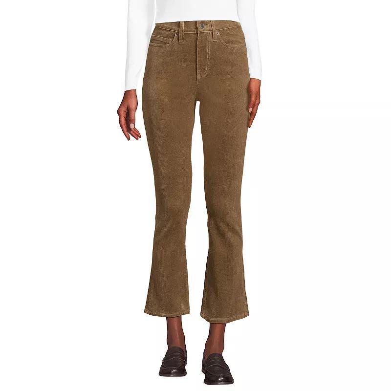 Womens Lands End Corduroy High Waisted Kick Crop Pants Rich Brown Product Image