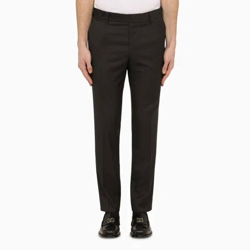 Black Pinstripe Trousers In Grigio Product Image