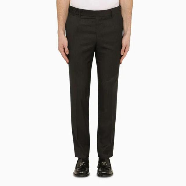 Black Pinstripe Trousers In Grigio Product Image