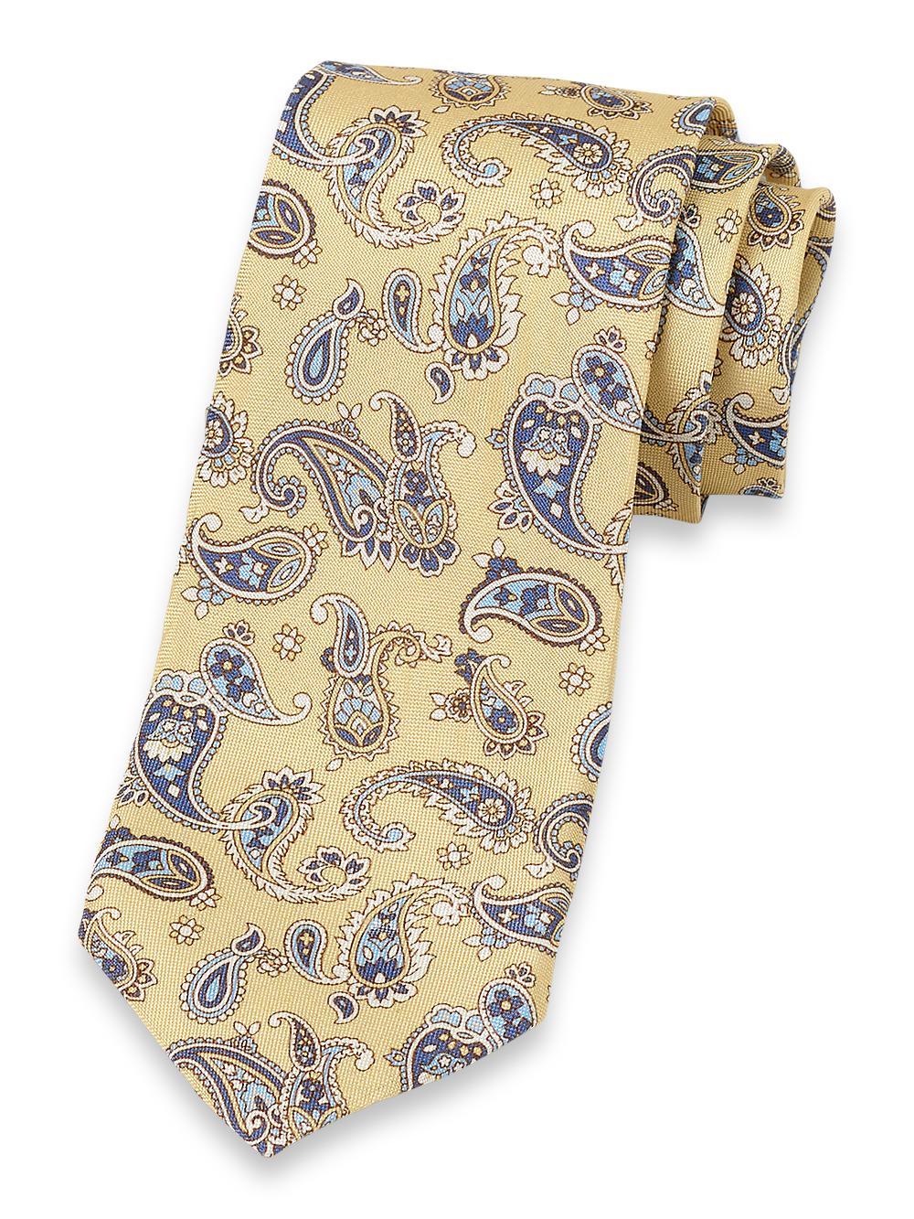 Paisley Woven Silk Tie - Yellow/blue Product Image