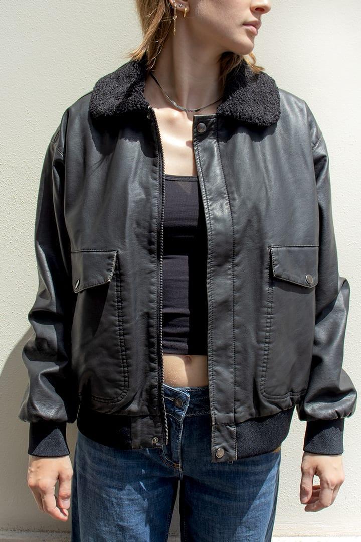 Faux leather bomber jacket Product Image