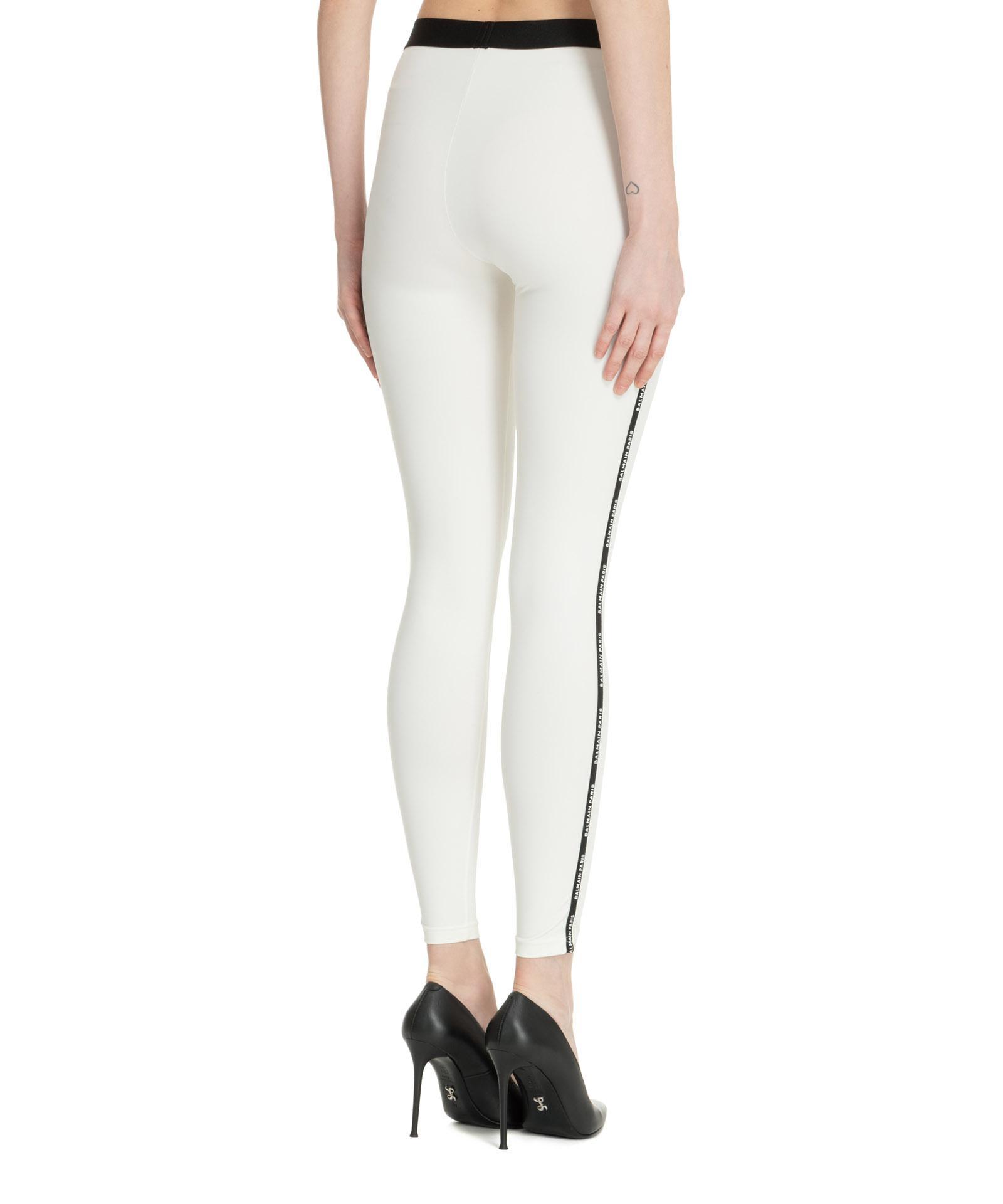 Logo Waistband Swim Leggings In White Product Image