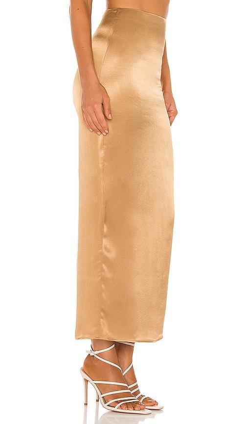 Camila Coelho Selina Maxi Skirt in Metallic Copper. Product Image